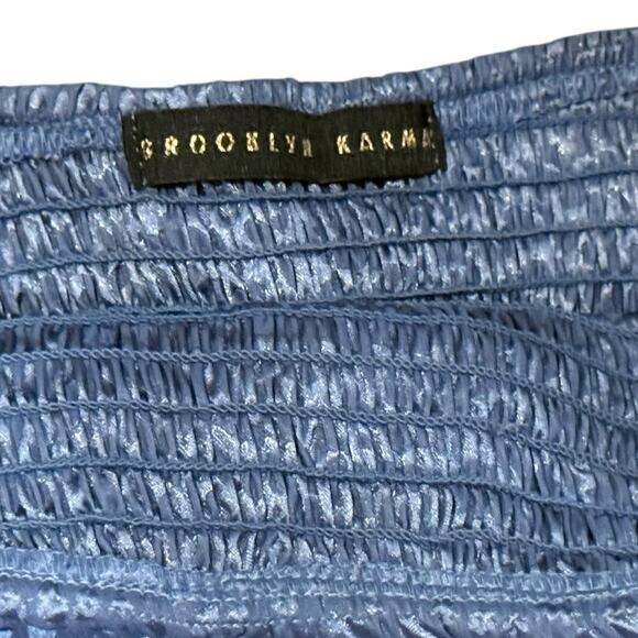 Brooklyn Karma Strapless Top, Hankerchief Y2K Top Womens Size Medium Blue - Picture 5 of 8